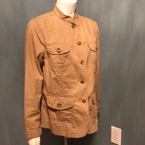 Lands’ End Cargo Khaki Military Inspired Workwear Jacket Medium